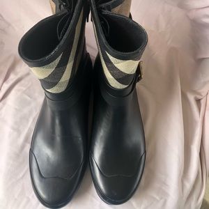 Burberry MidBuckle Canvas Check Rubber Women Boots